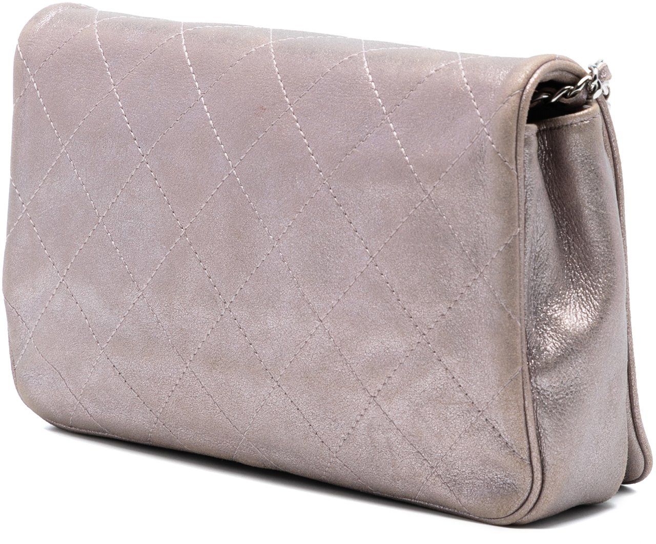 Chanel CC Quilted Metallic Lambskin Wallet On Chain Roze