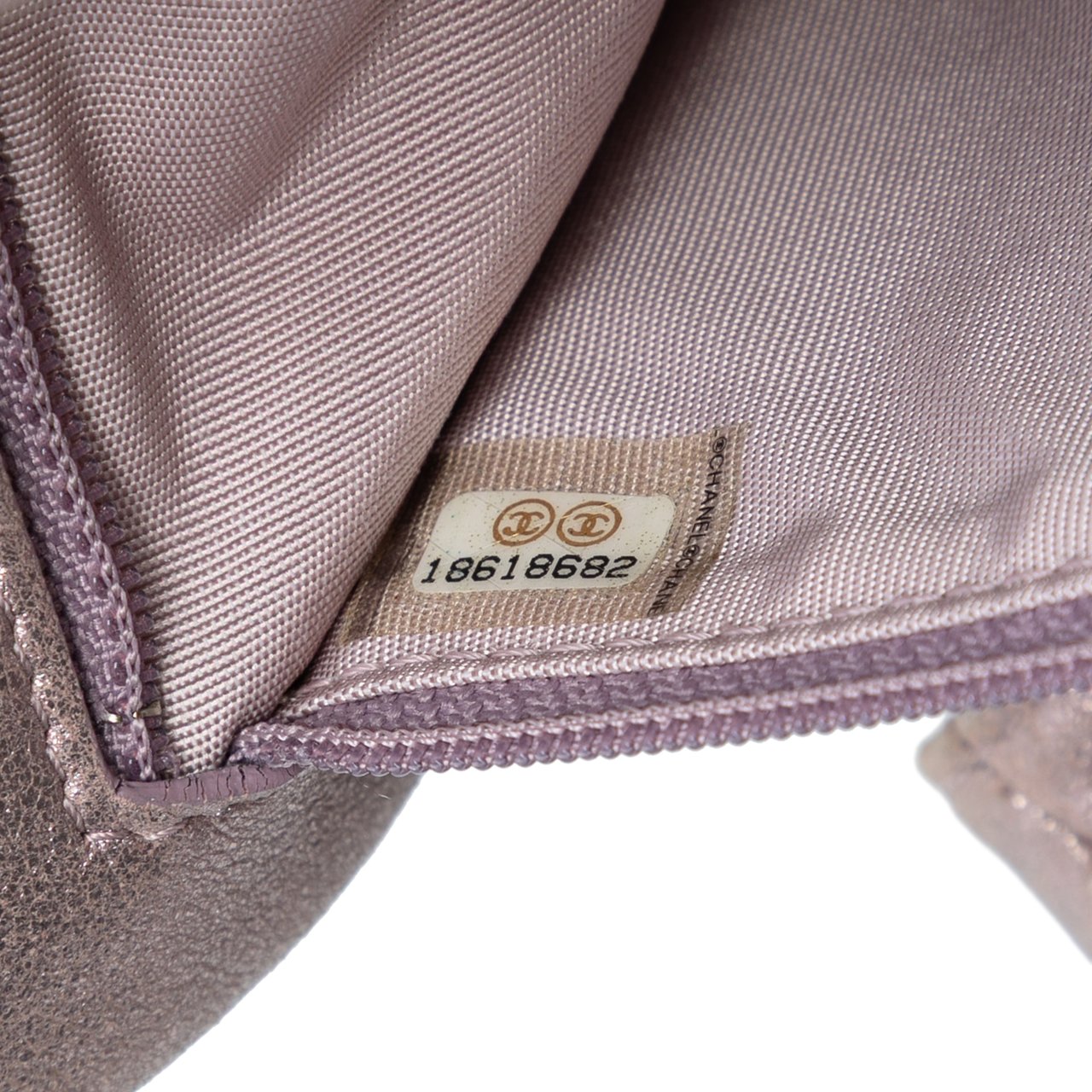 Chanel CC Quilted Metallic Lambskin Wallet On Chain Roze