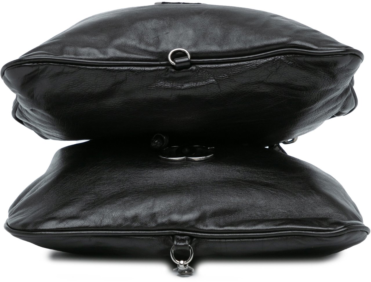 Chanel CC Calfskin Dual Twin Chain Handbag Zwart