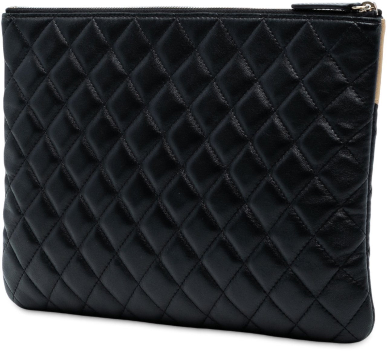 Chanel CC Bicolor Quilted Lambskin Clutch Zwart