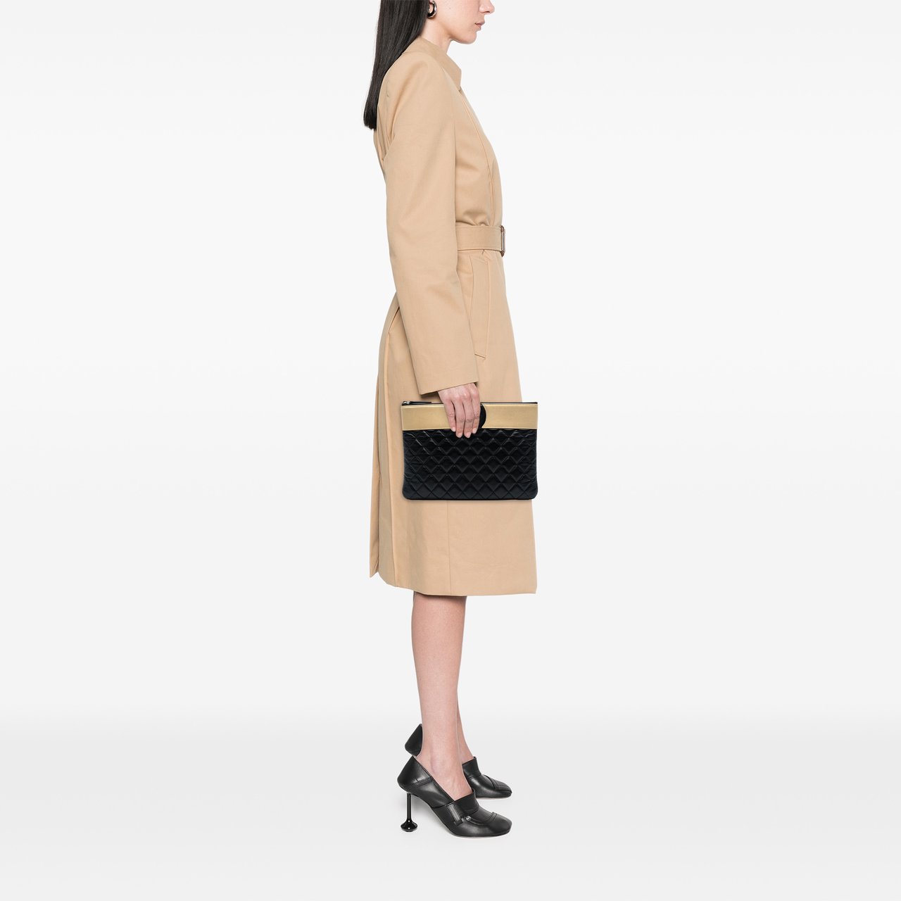 Chanel CC Bicolor Quilted Lambskin Clutch Zwart