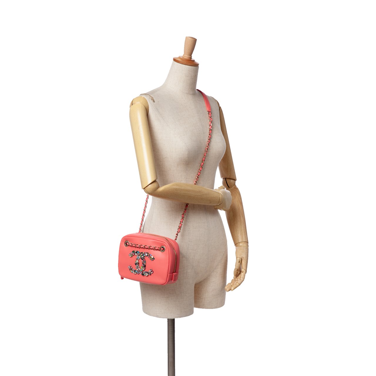 Chanel Lambskin Giant Crystal CC Camera Bag Roze