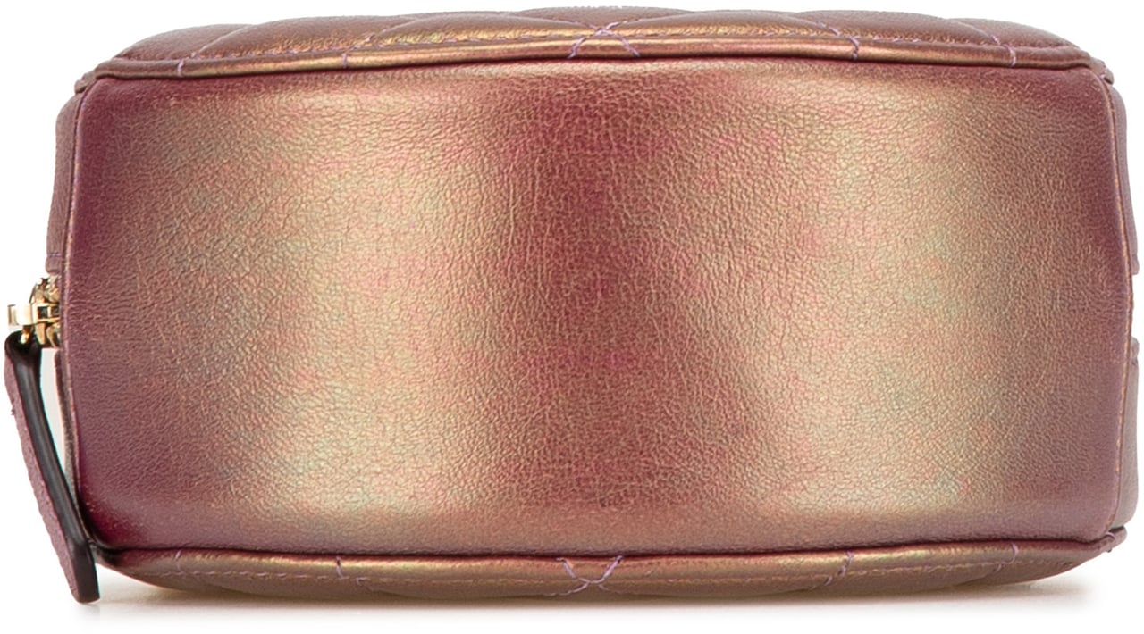 Chanel Quilted Iridescent Lambskin Round Clutch With Chain Paars
