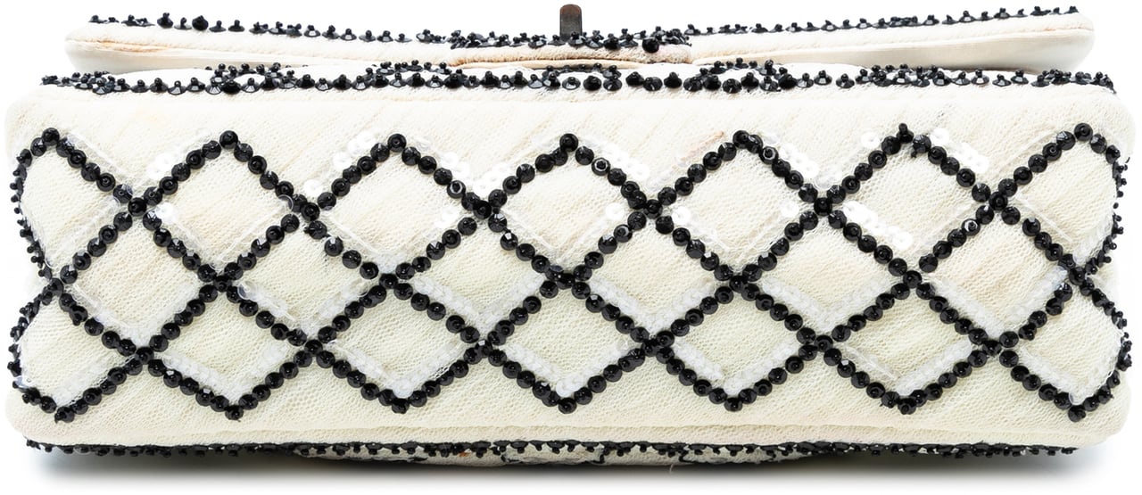 Chanel Reissue 2.55 Quilted Sequined Mesh Double Flap 225 Wit