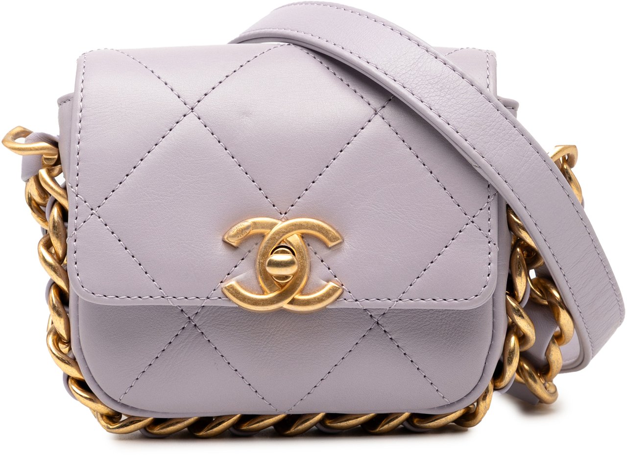 Chanel Mini Quilted Calfskin Framing Chain Flap Paars