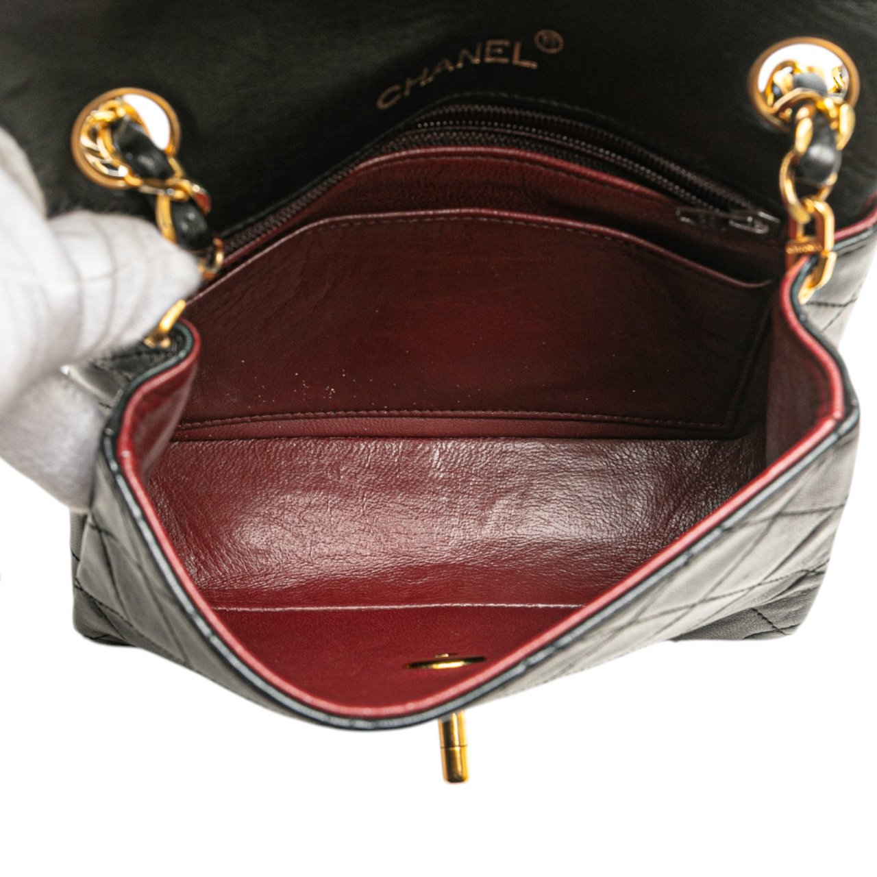 Chanel Mini Square Classic Lambskin Single Flap Zwart