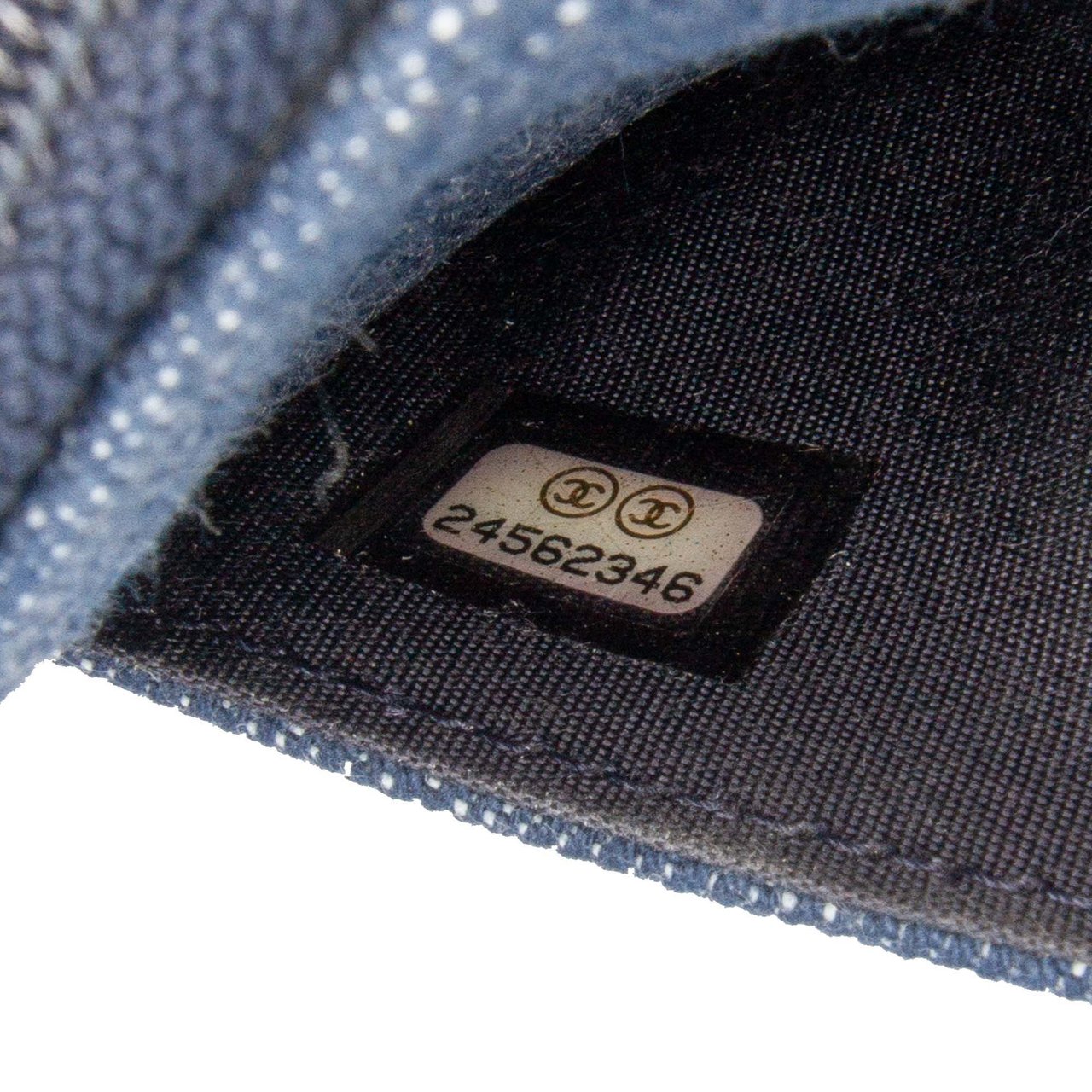 Chanel Denim and Velvet Wallet On Chain Blauw