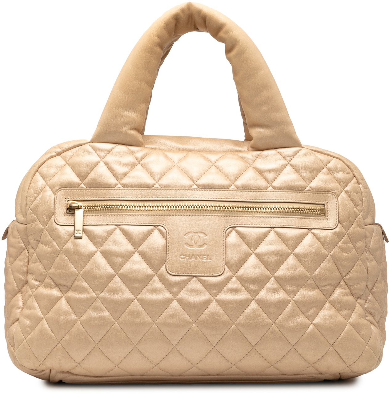 Chanel Quilted Lambskin Coco Cocoon Bowler Bag Bruin