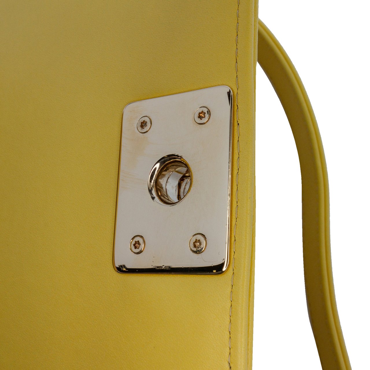 Chanel Quilted Lambskin North South Boy Flap Geel