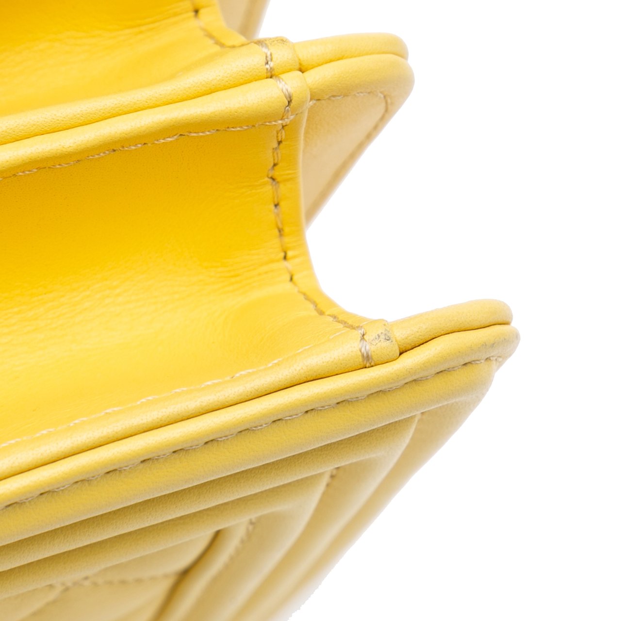 Chanel Quilted Lambskin North South Boy Flap Geel