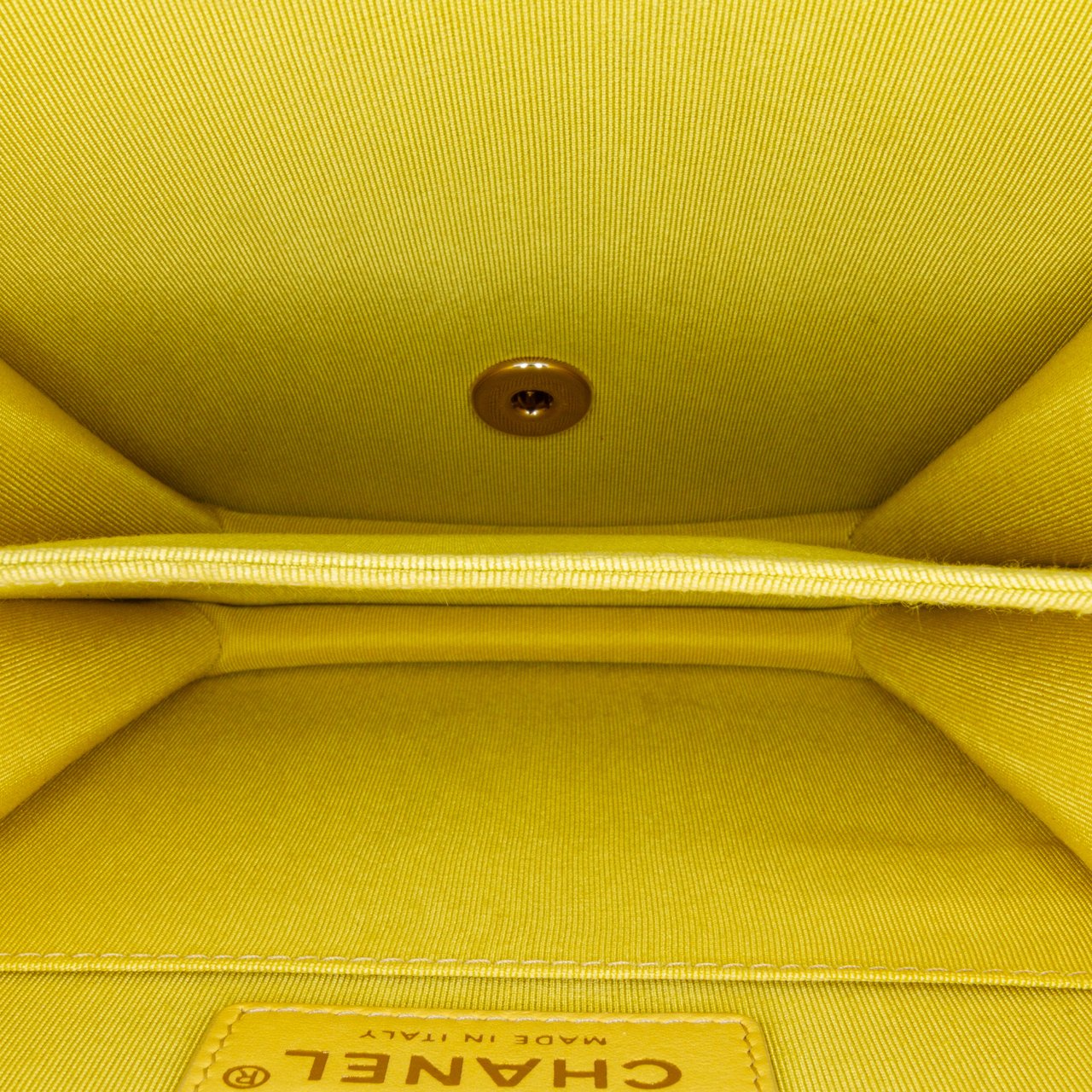 Chanel Quilted Lambskin North South Boy Flap Geel