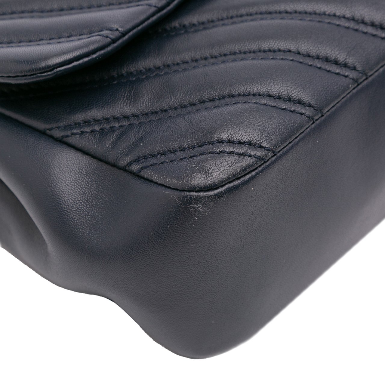 Chanel Jumbo Double Stitch Chevron Lambskin Single Flap Blauw