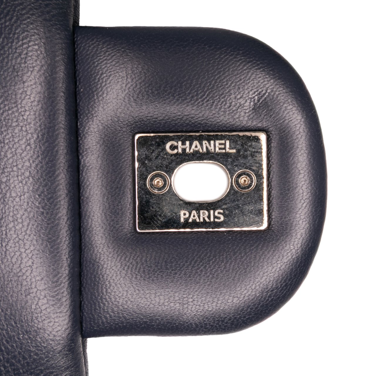 Chanel Jumbo Double Stitch Chevron Lambskin Single Flap Blauw