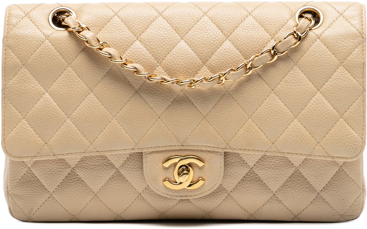Chanel Medium Classic Caviar Double Flap Bruin