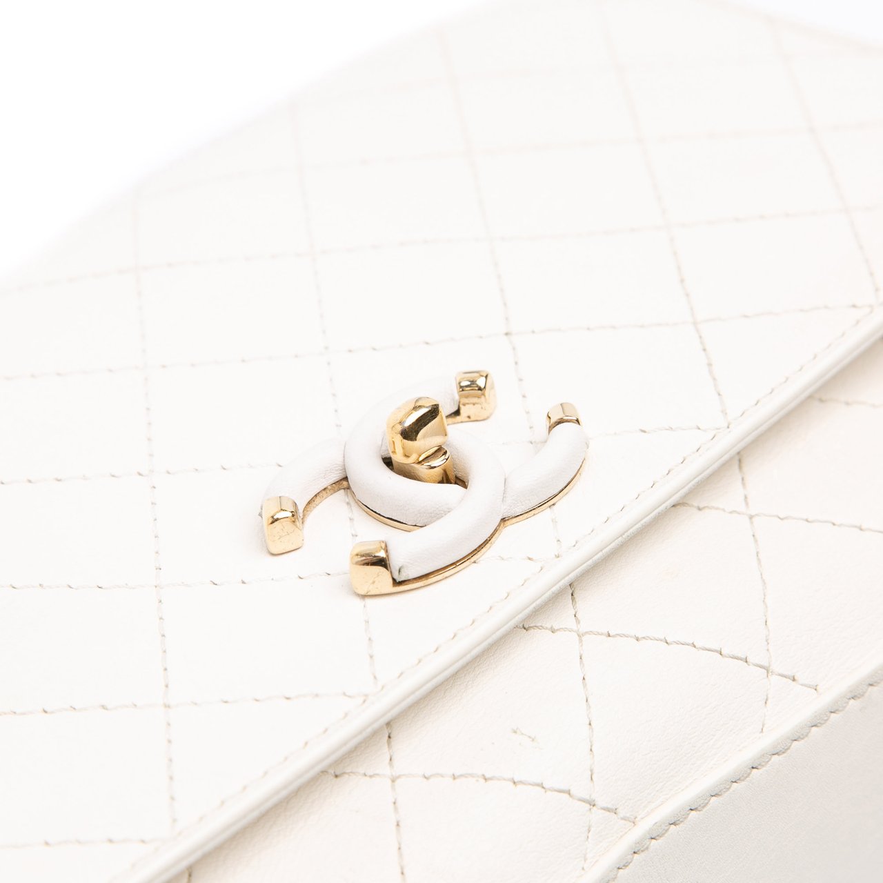 Chanel Medium Stitched Calfskin Covered CC Flap Wit