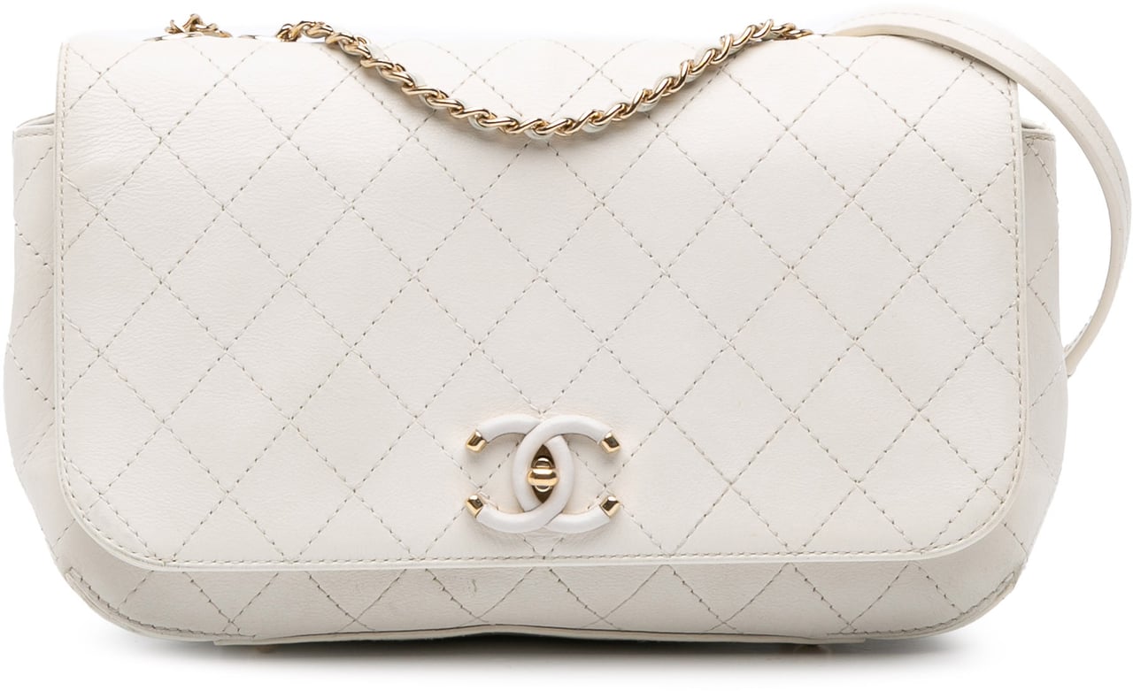Chanel Medium Stitched Calfskin Covered CC Flap Wit
