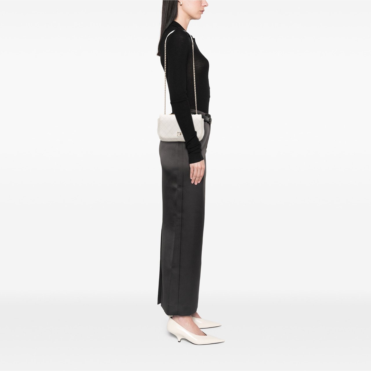 Chanel Medium Stitched Calfskin Covered CC Flap Wit
