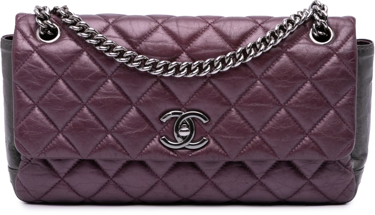 Chanel Aged Calfskin Lady Pearly Flap Paars