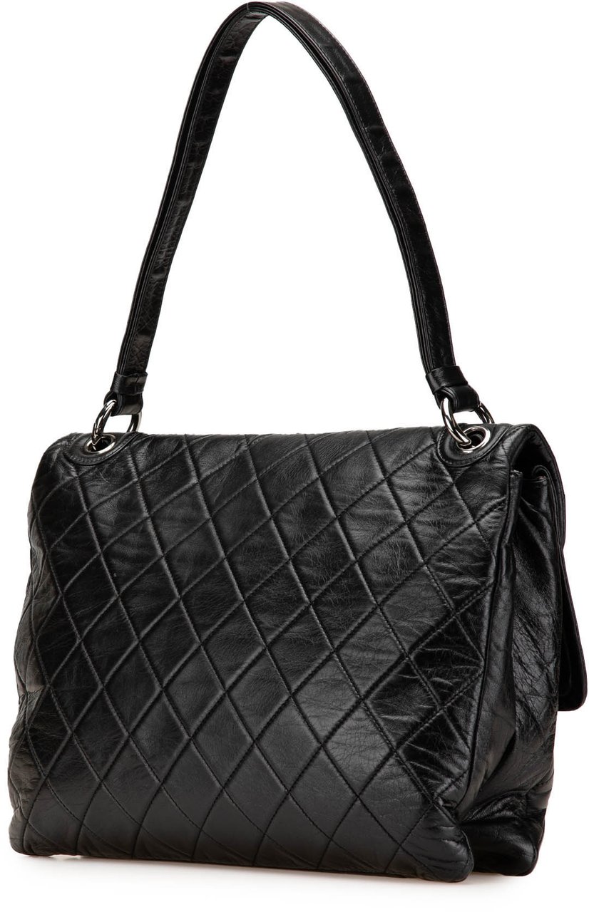 Chanel Quilted Lambskin Padded Envelope Double Flap Zwart