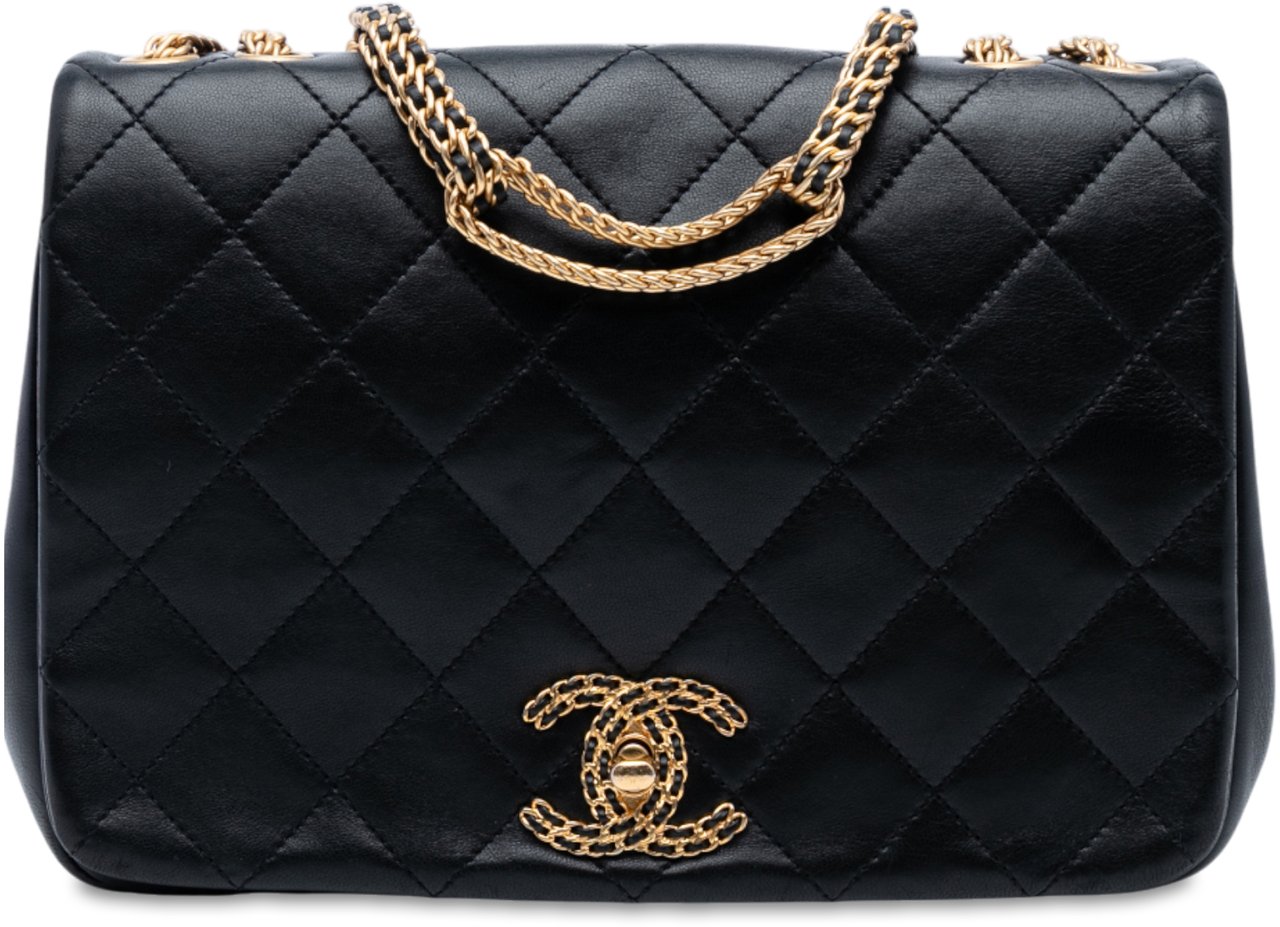 Chanel Quilted Lambskin On And On Chain Flap Zwart