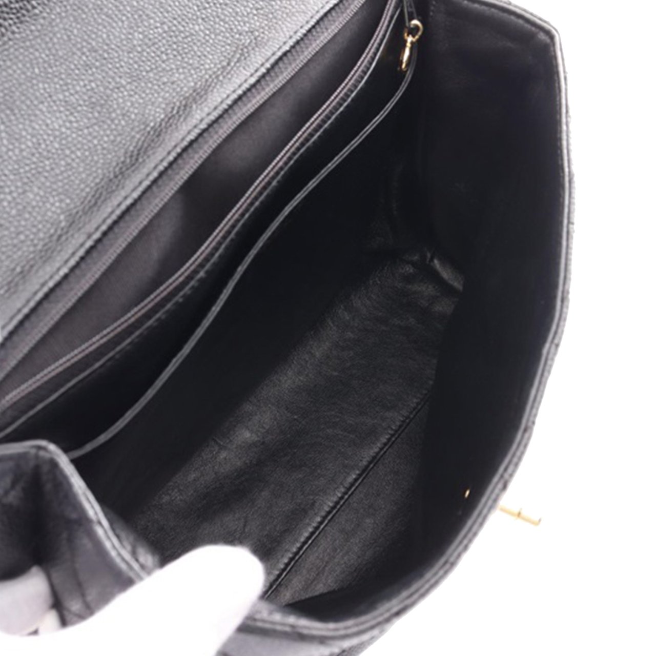Chanel CC Quilted Caviar Kelly Top Handle Bag Zwart