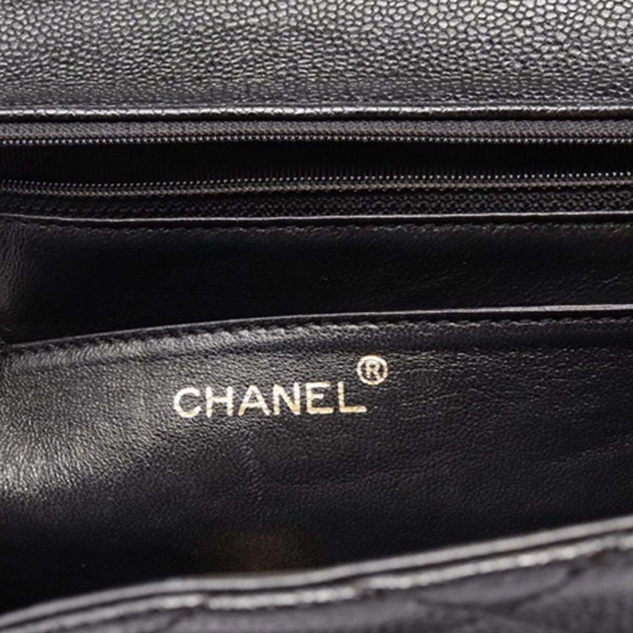 Chanel CC Quilted Caviar Kelly Top Handle Bag Zwart