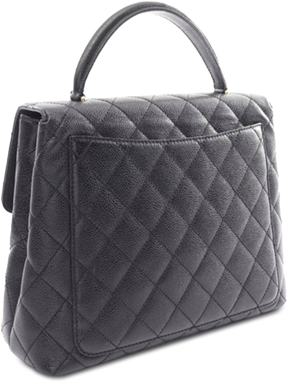 Chanel CC Quilted Caviar Kelly Top Handle Bag Zwart