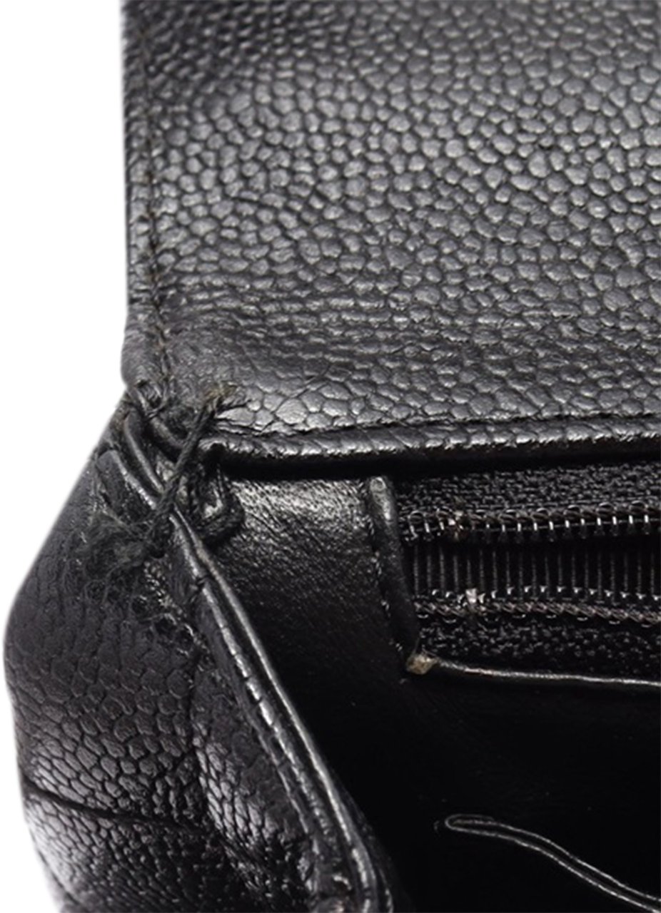 Chanel CC Quilted Caviar Kelly Top Handle Bag Zwart