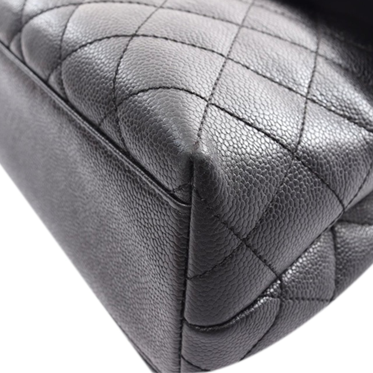 Chanel CC Quilted Caviar Kelly Top Handle Bag Zwart