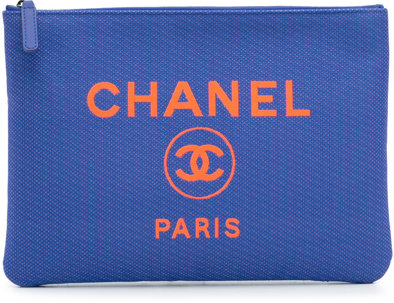 Chanel Medium Tweed Deauville O Case Clutch Blauw