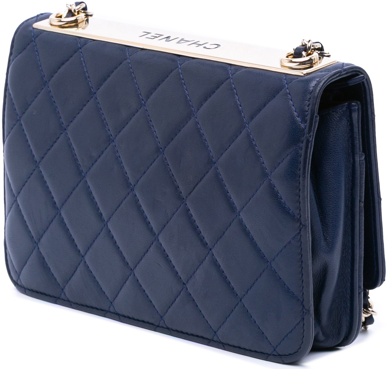 Chanel Lambskin Trendy CC Wallet On Chain Blauw