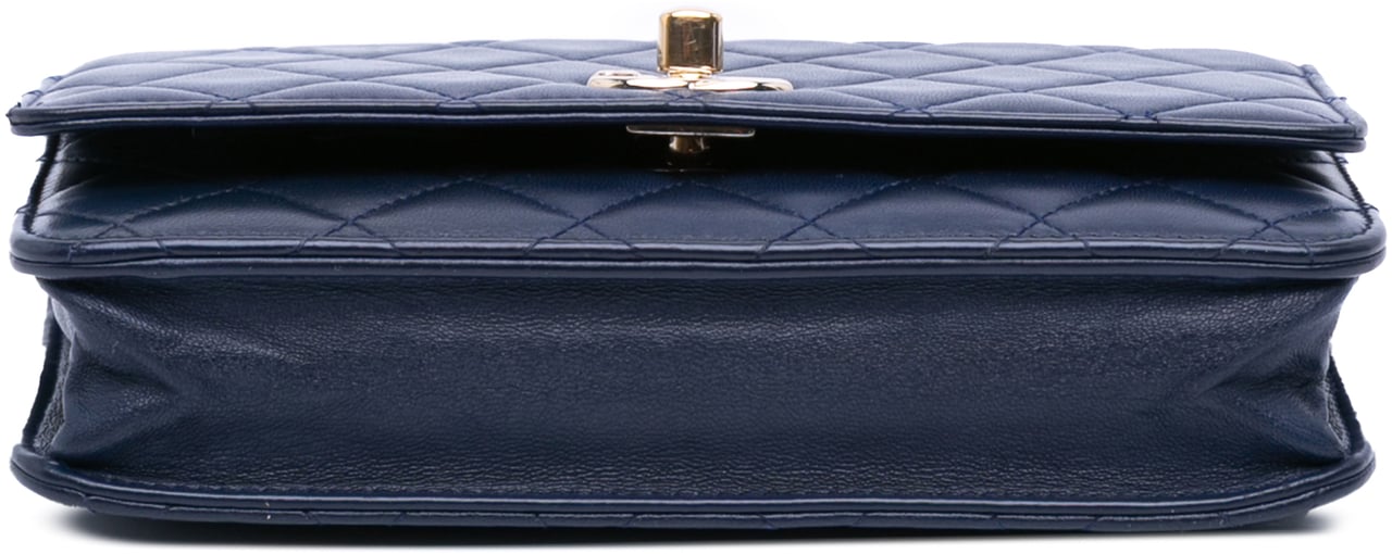 Chanel Lambskin Trendy CC Wallet On Chain Blauw
