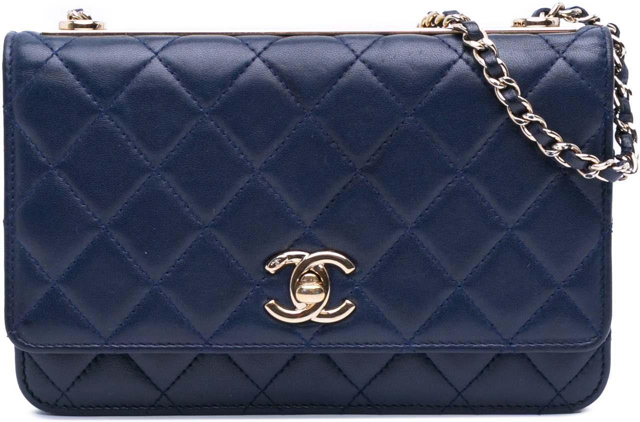 Chanel Lambskin Trendy CC Wallet On Chain Blauw
