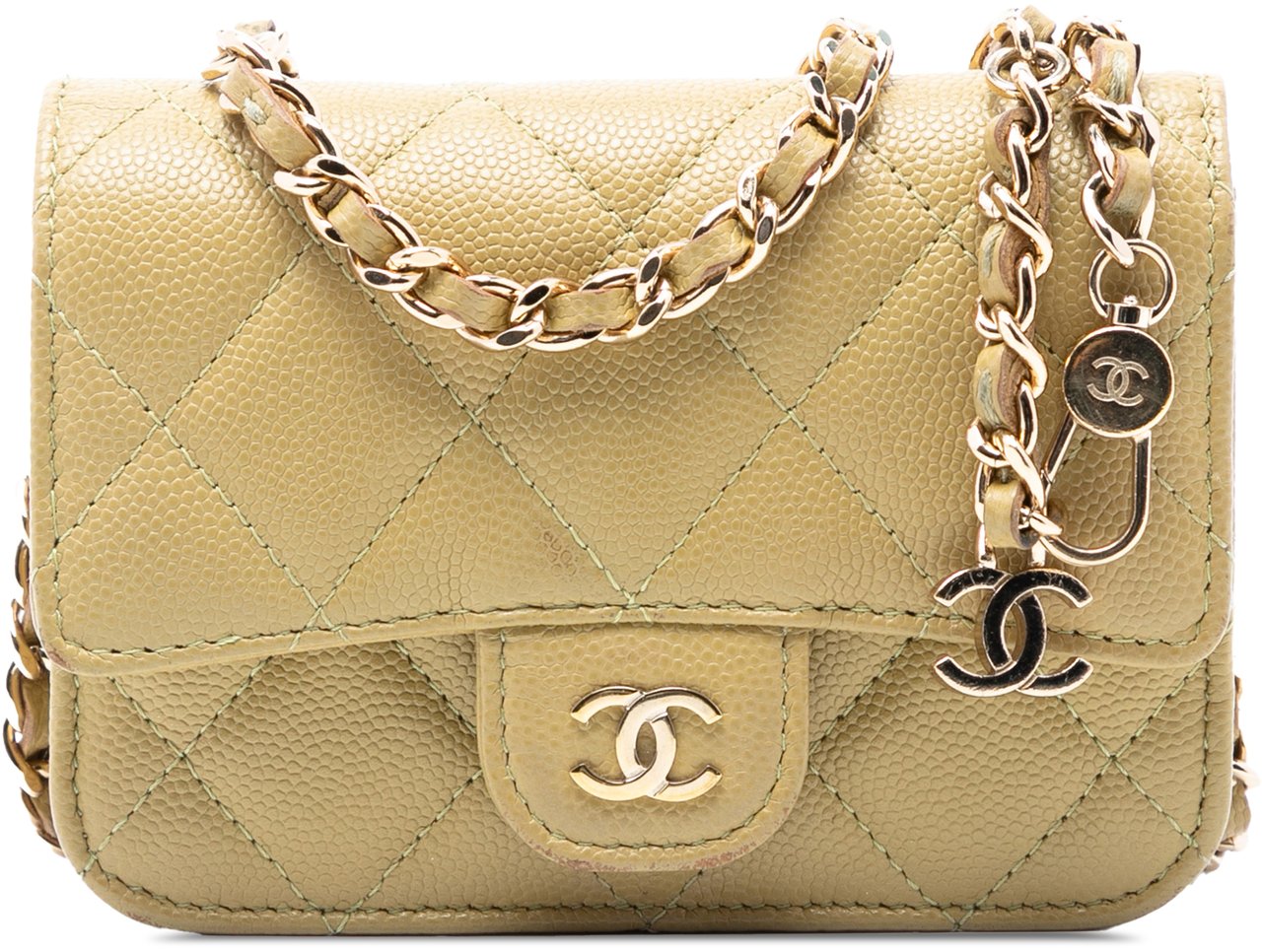 Chanel Classic Caviar Chain Belt Bag Groen