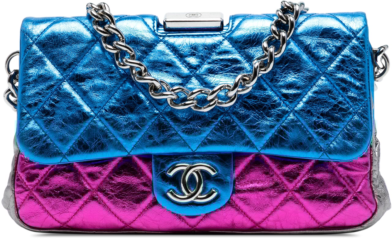 Chanel Multicolor Quilted Metallic Calfskin Modern Chain Flap Frame Bag Divers