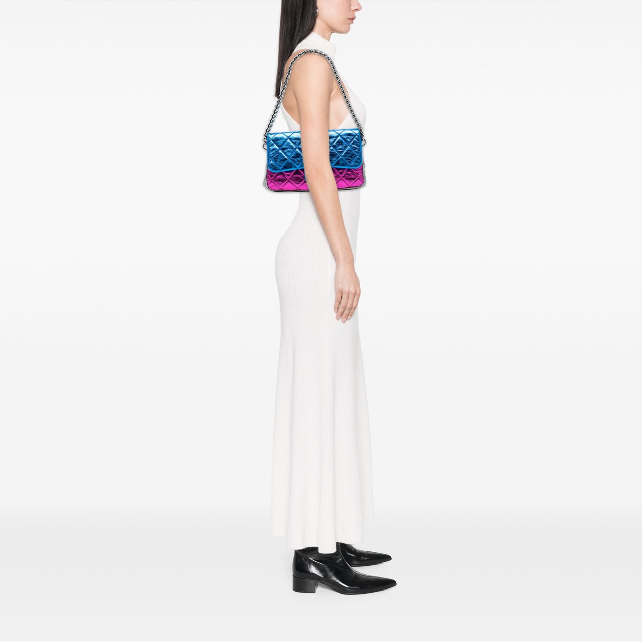 Chanel Multicolor Quilted Metallic Calfskin Modern Chain Flap Frame Bag Divers