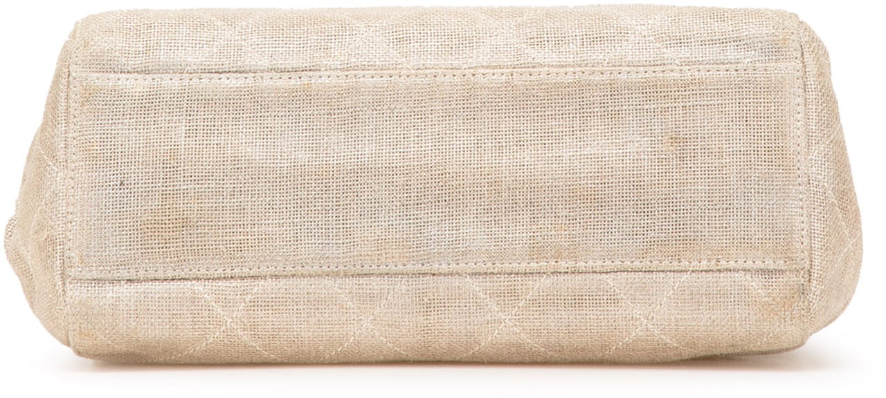 Chanel CC Stitched Linen Chain Tote Bruin