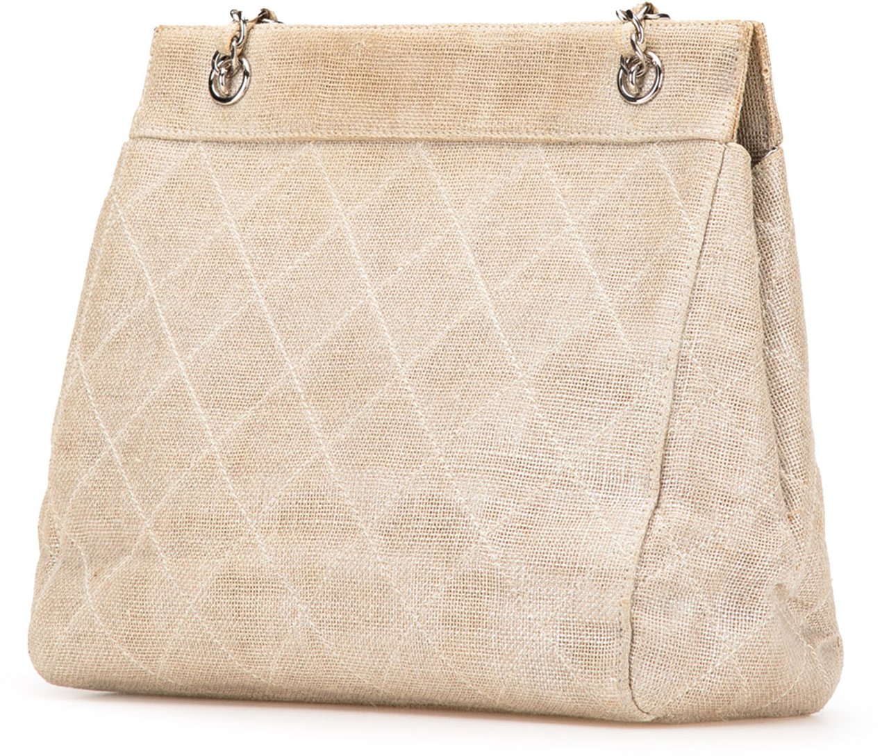 Chanel CC Stitched Linen Chain Tote Bruin