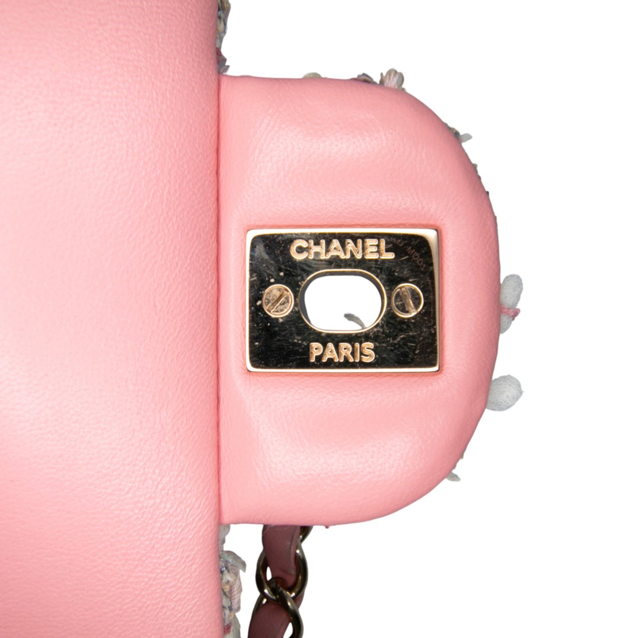 Chanel Medium Classic Quilted Tweed Braided Double Flap Roze