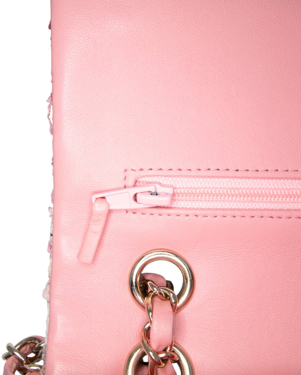 Chanel Medium Classic Quilted Tweed Braided Double Flap Roze