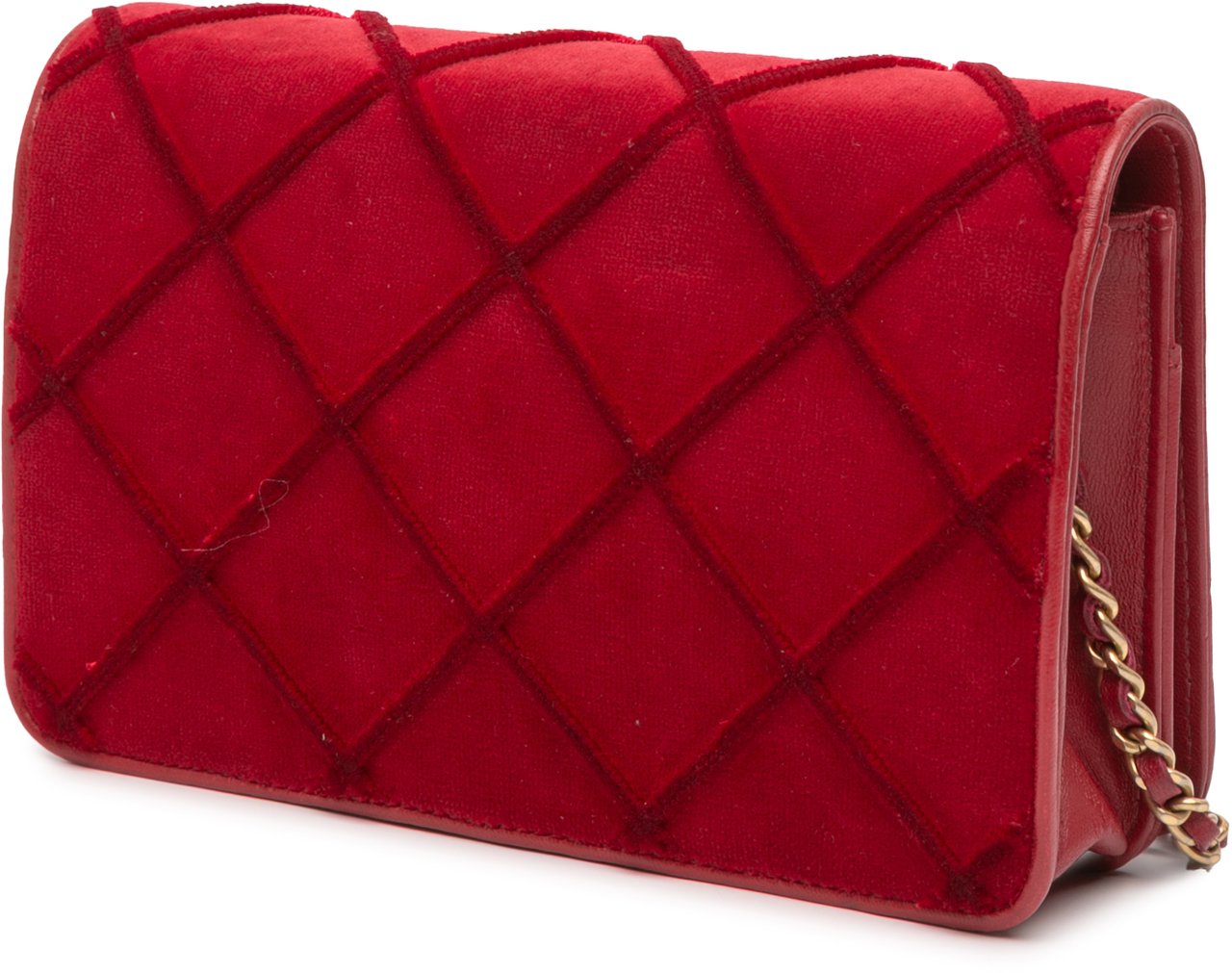 Chanel CC Quilted Velvet Wallet on Chain Rood