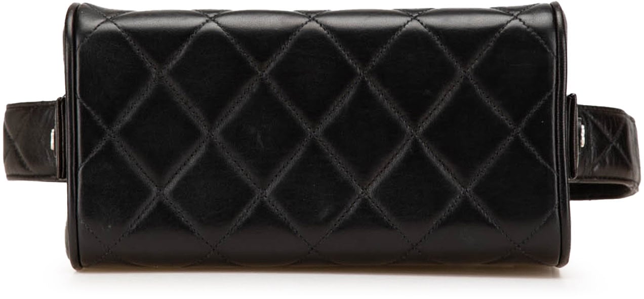 Chanel Quilted Lambskin Leather Box Bag Zwart