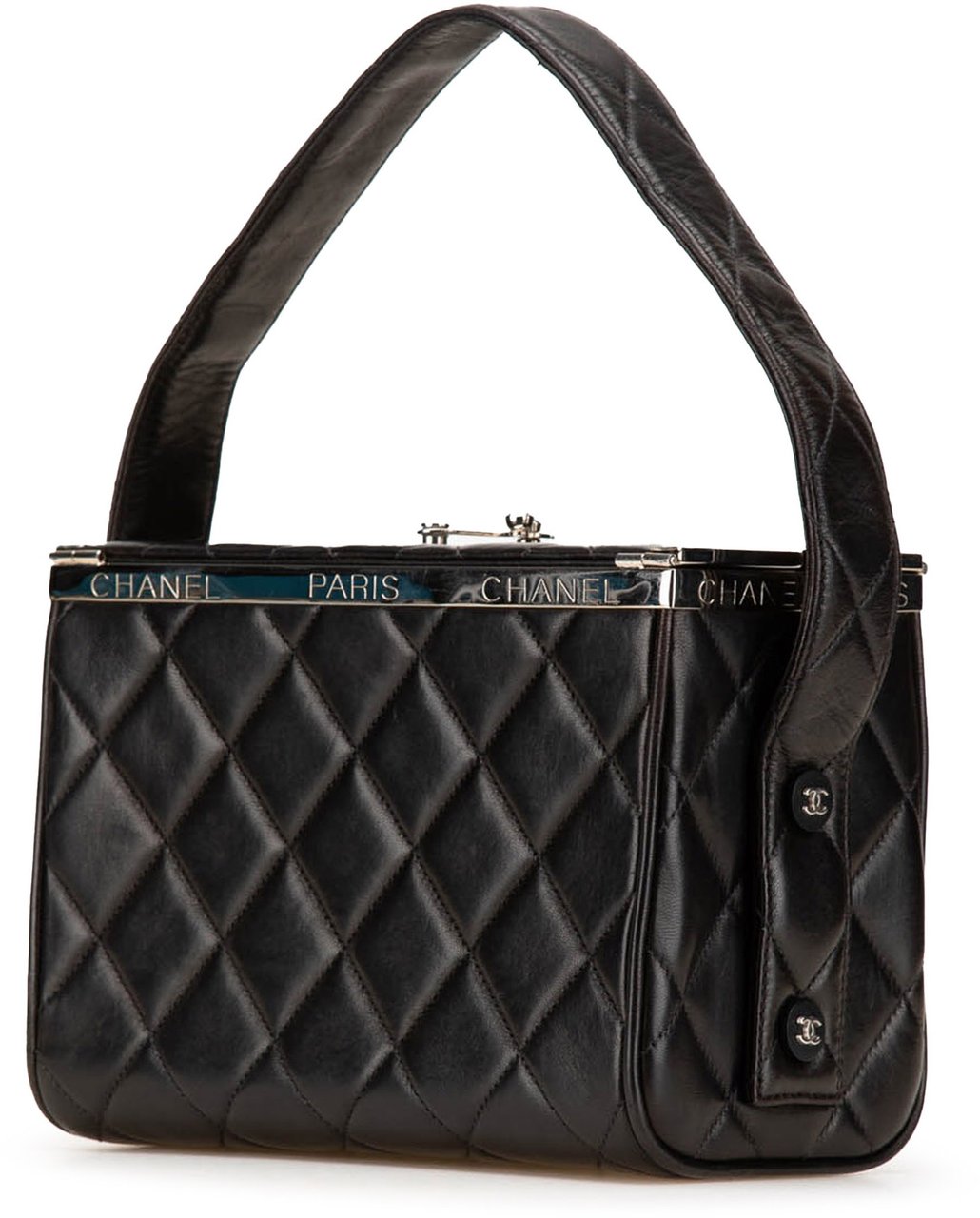 Chanel Quilted Lambskin Leather Box Bag Zwart