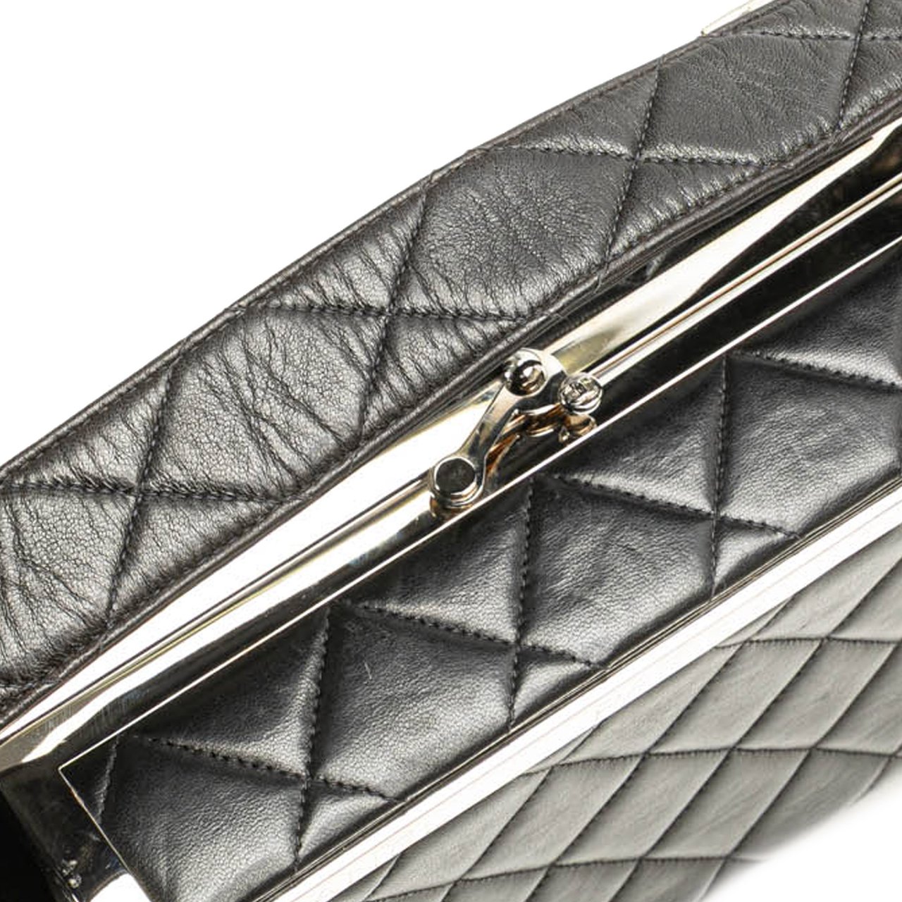 Chanel Quilted Lambskin Leather Box Bag Zwart