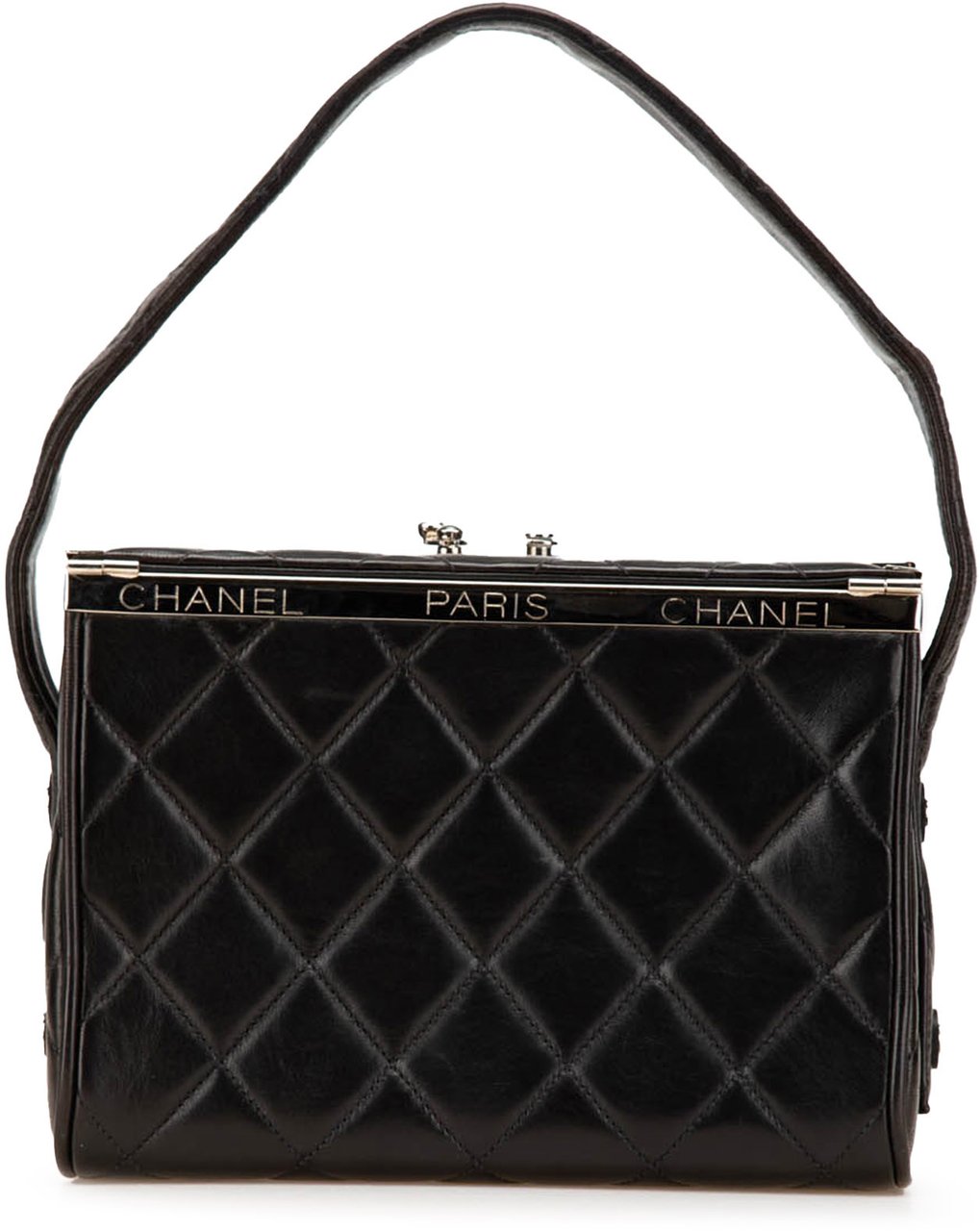 Chanel Quilted Lambskin Leather Box Bag Zwart