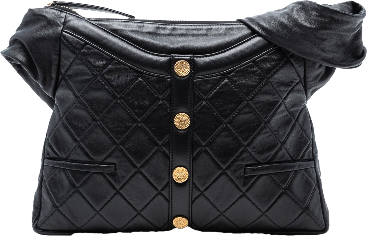 Chanel Quilted Lambskin Girl Shoulder Bag Zwart
