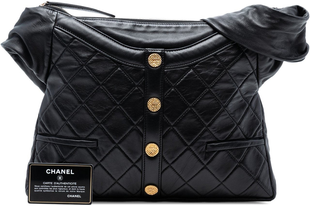 Chanel Quilted Lambskin Girl Shoulder Bag Zwart