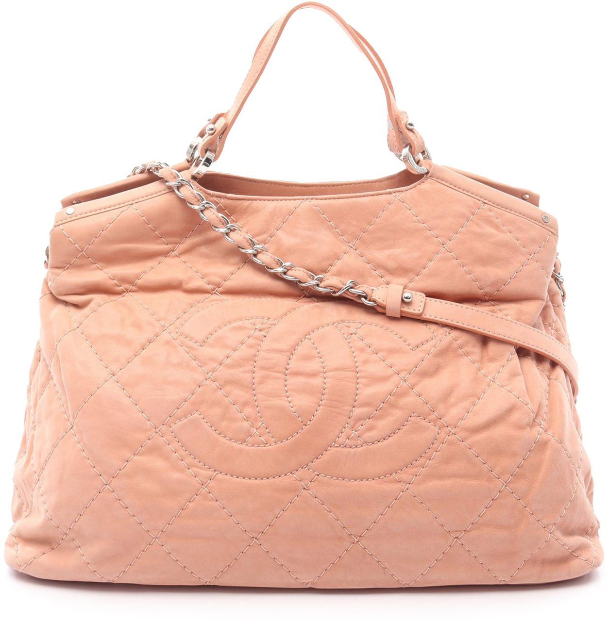Chanel Large CC Quilted Suede Sea Hit Tote Roze