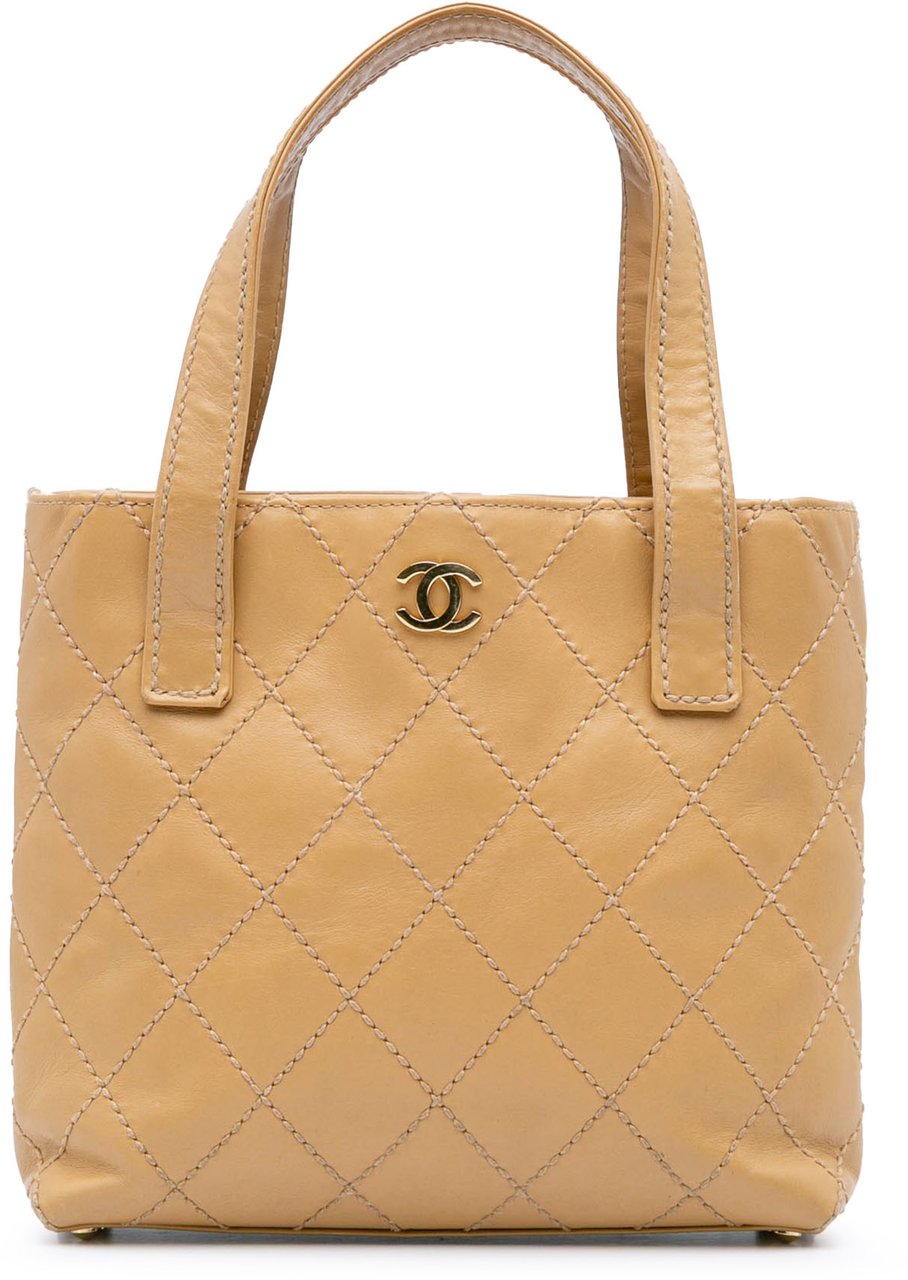 Chanel CC Wild Stitch Calfskin Handbag Bruin