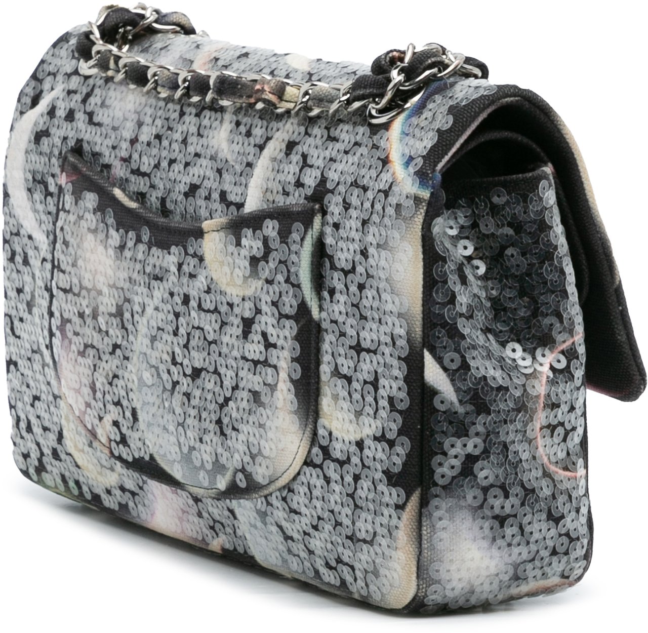 Chanel Medium Classic Canvas Sequin Moon Double Flap Zwart